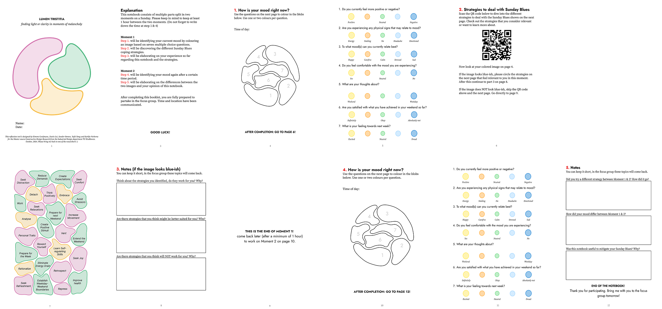 Final physical mood booklet for Sunday Blues